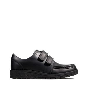 School Shoes Clarks Mendip Bright Kid Niño Negras | CLK460JGB