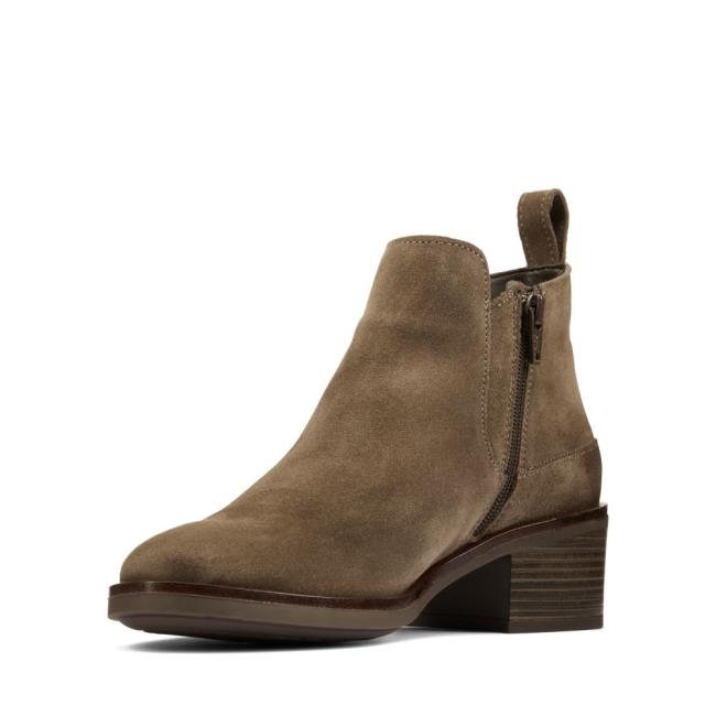 Heeled Boots Clarks Memi Zip Mujer Gris Marrones | CLK456QLD