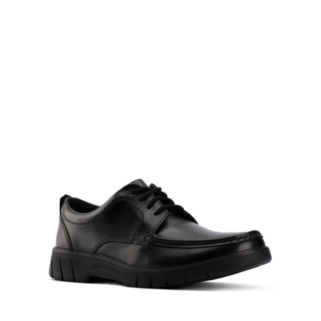 School Shoes Clarks Branch Lace Youth Niño Negras | CLK840BHM