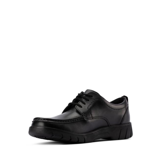 School Shoes Clarks Branch Lace Youth Niño Negras | CLK840BHM