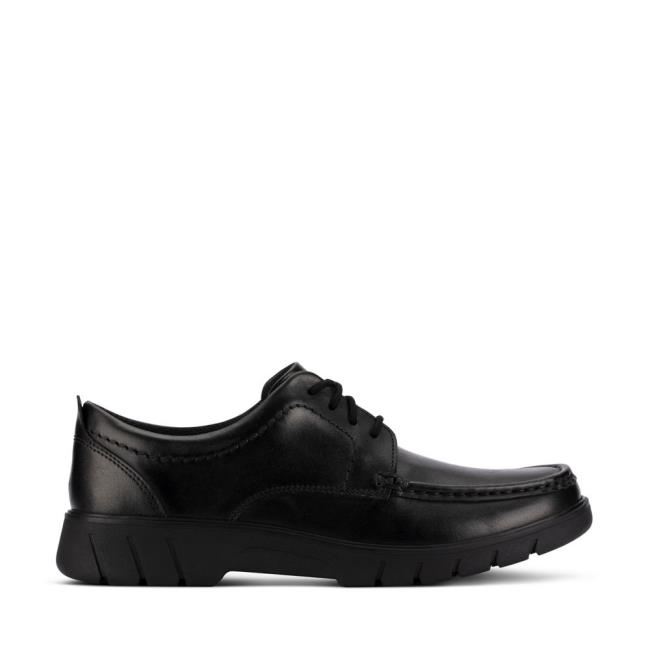 School Shoes Clarks Branch Lace Youth Niño Negras | CLK840BHM