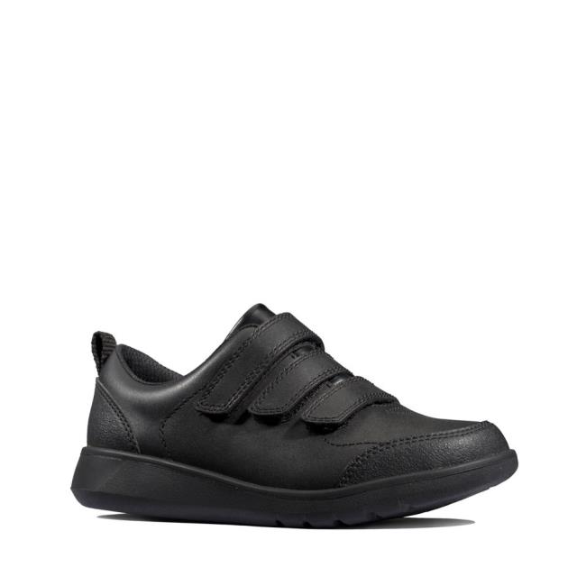 School Shoes Clarks Scape Sky Youth Niño Negras | CLK267WKA