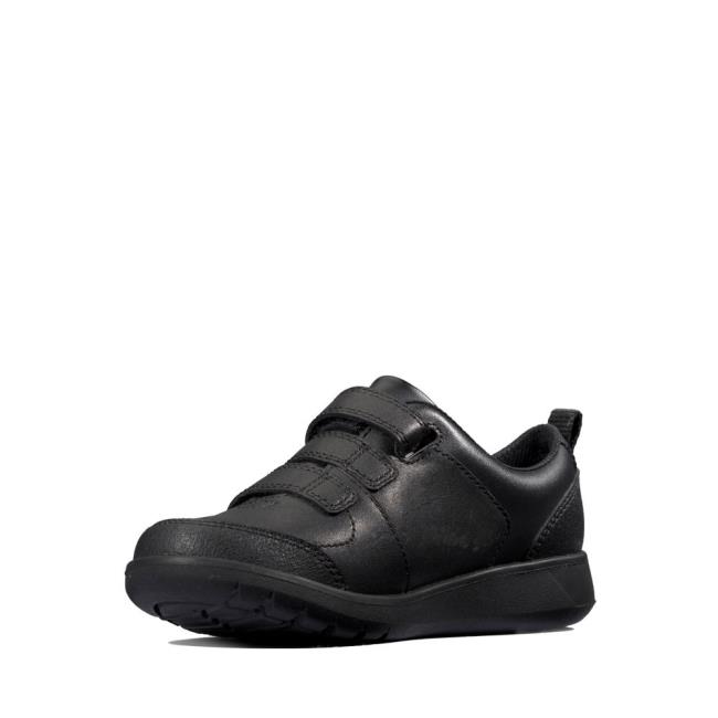 School Shoes Clarks Scape Sky Youth Niño Negras | CLK267WKA