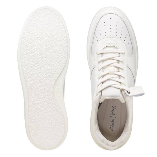 Zapatillas Clarks Court Lite Tie Hombre Blancas | CLK921ROW